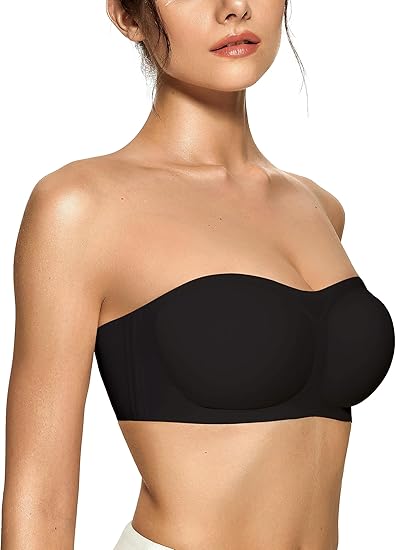Women's Strapless Bras Push Up Bandeau Non Slip Wireless Supportive Padded Bras