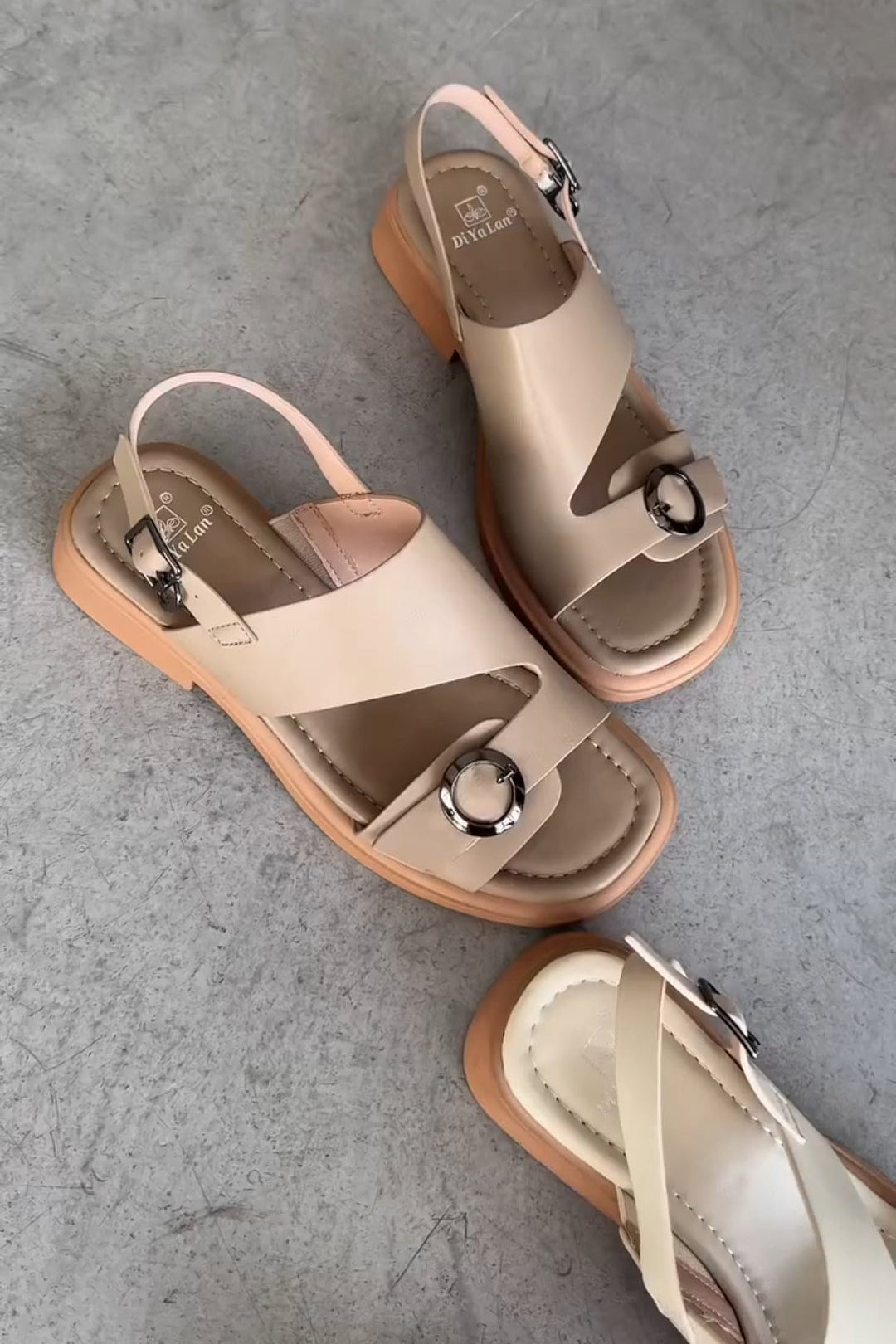 Round Metal Buckle Embellished Sandals