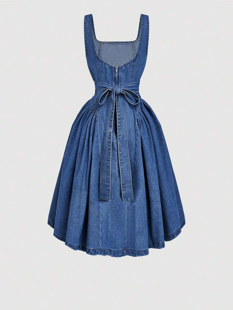Women Sleeveless Denim Casual Dress