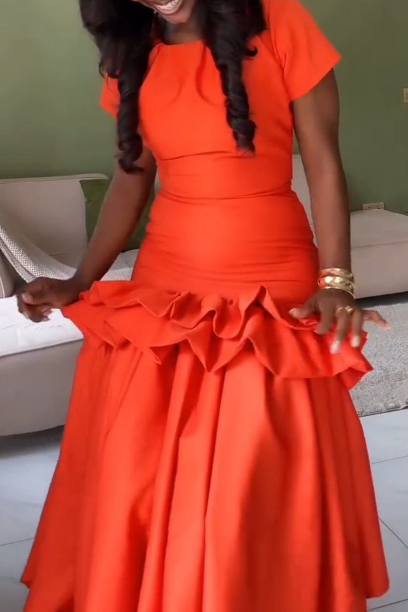 Square Neck Ruffle Tiered Maxi Dress