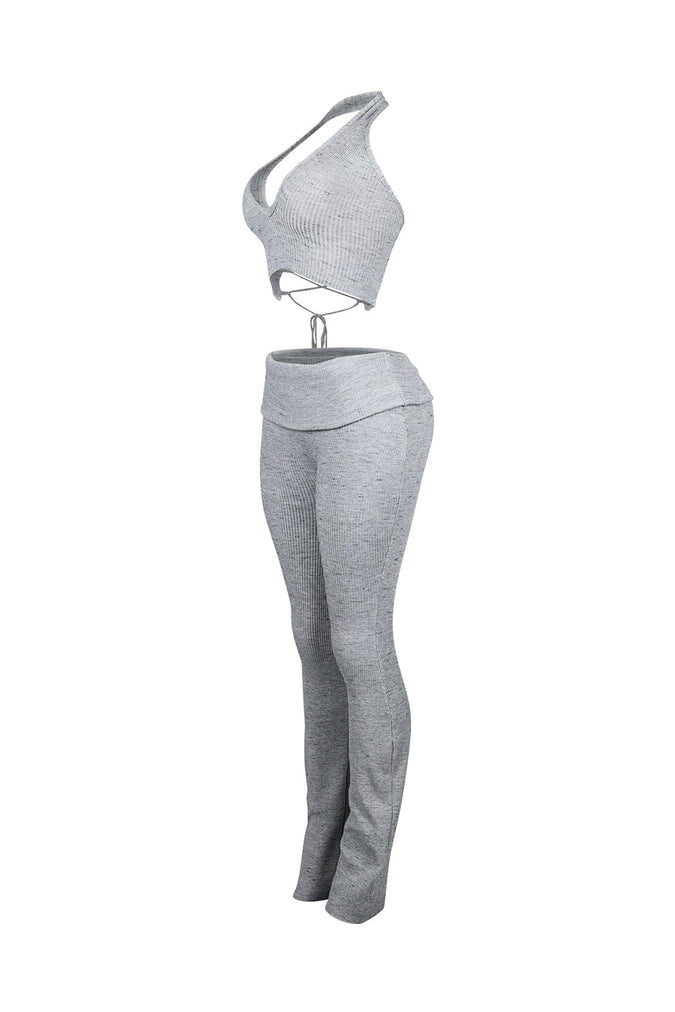 Ribbed Knit Halter Top & Pants SET
