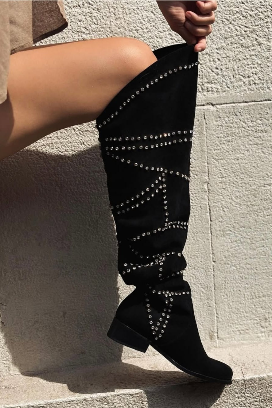 Diamond Crystal Embellished Soft Boots