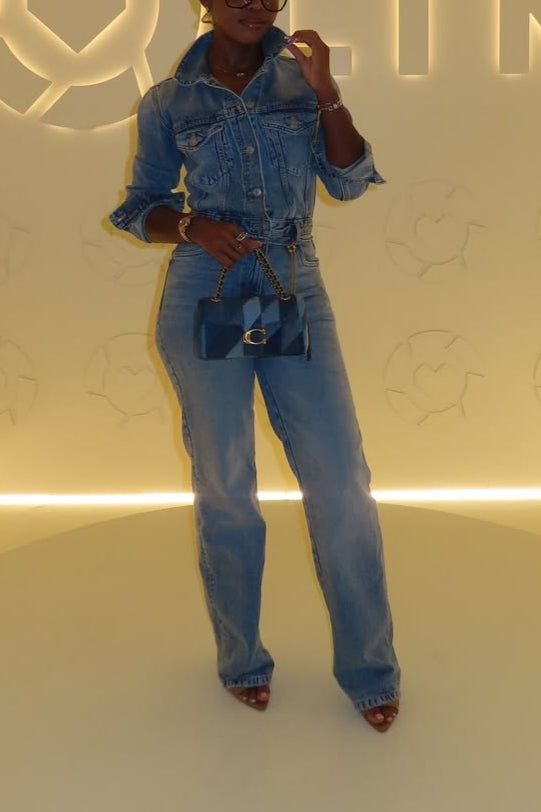 Washed Light Blue Denim Shirt and Pants Set