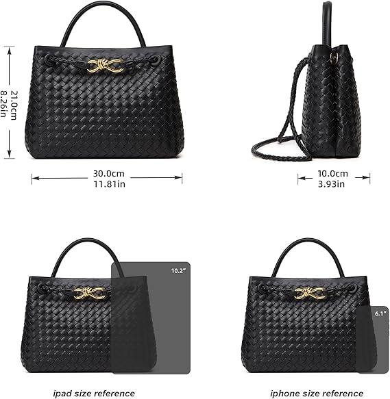 Woven Tote Bag Womens Purse: Vegan Leather Shoulder Handbags