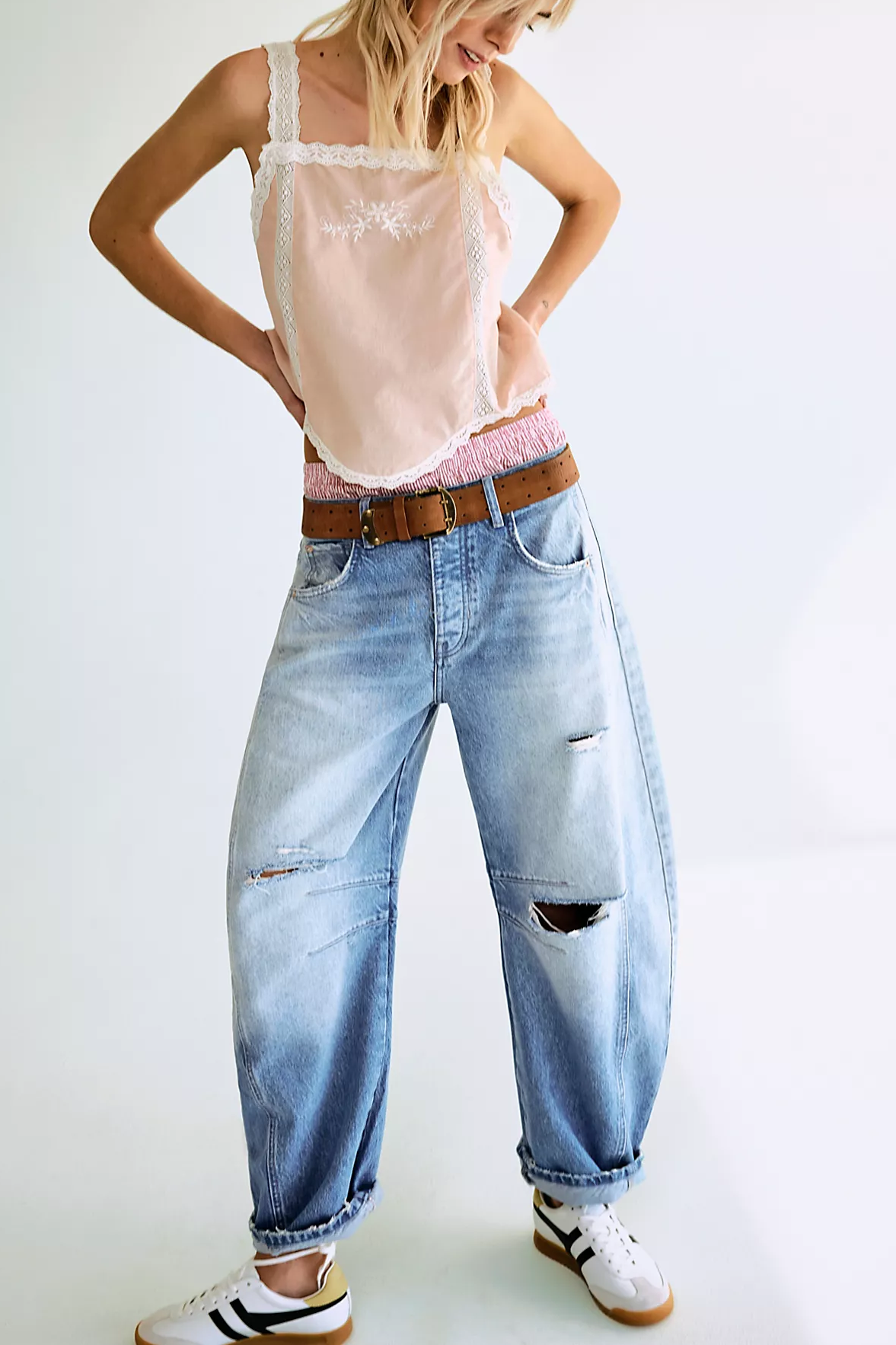 We The Free Good Luck Mid-Rise Barrel Jeans