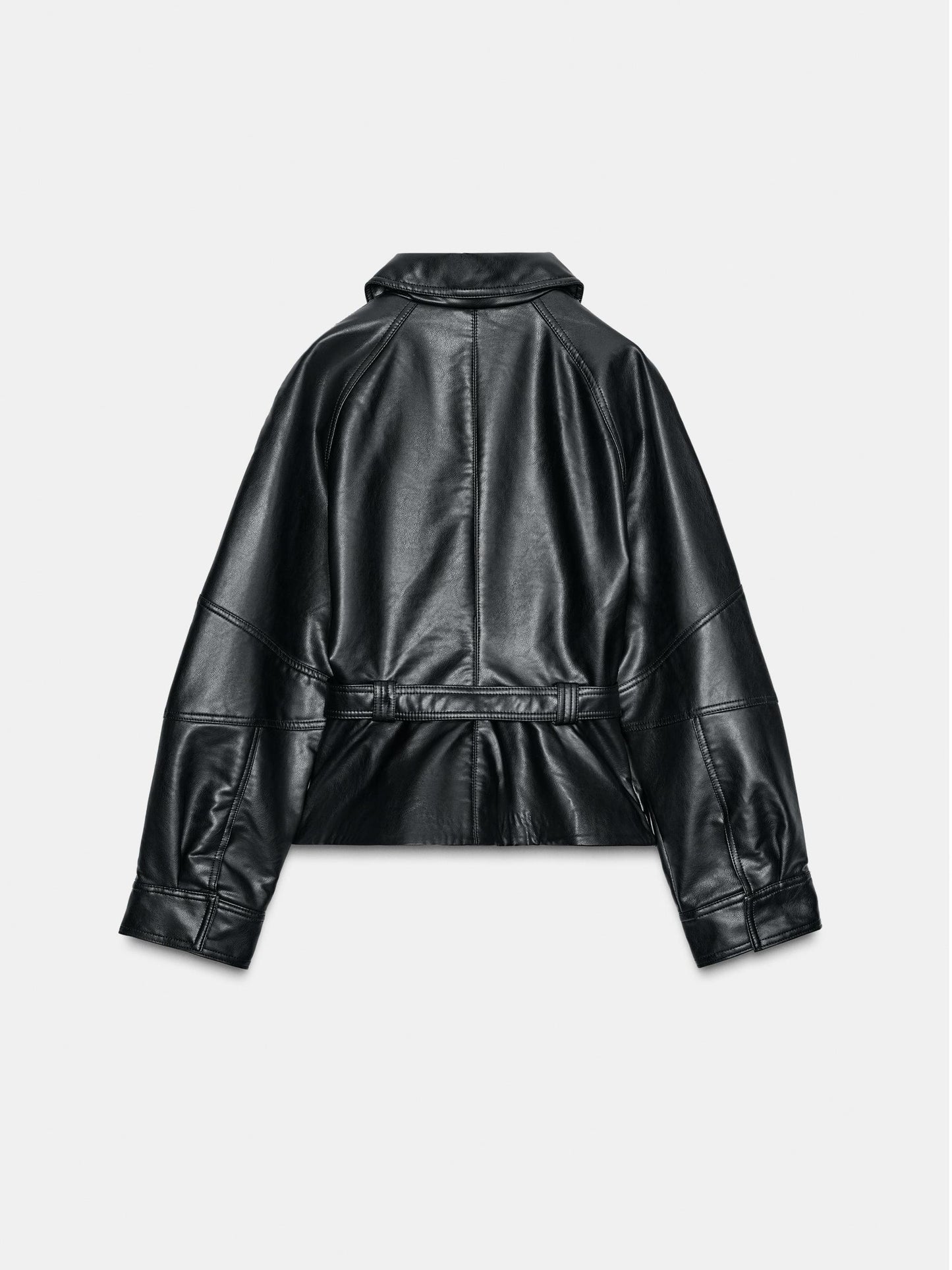 FAUX LEATHER PEPLUM JACKET