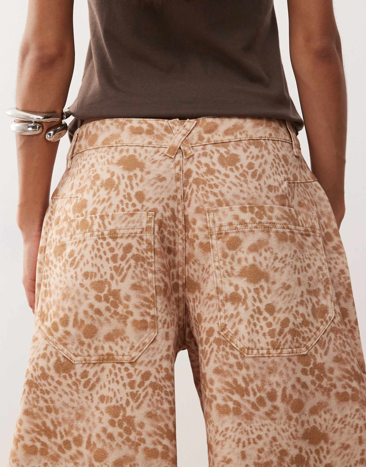 Reclaimed Vintage barrel leg jeans in leopard print