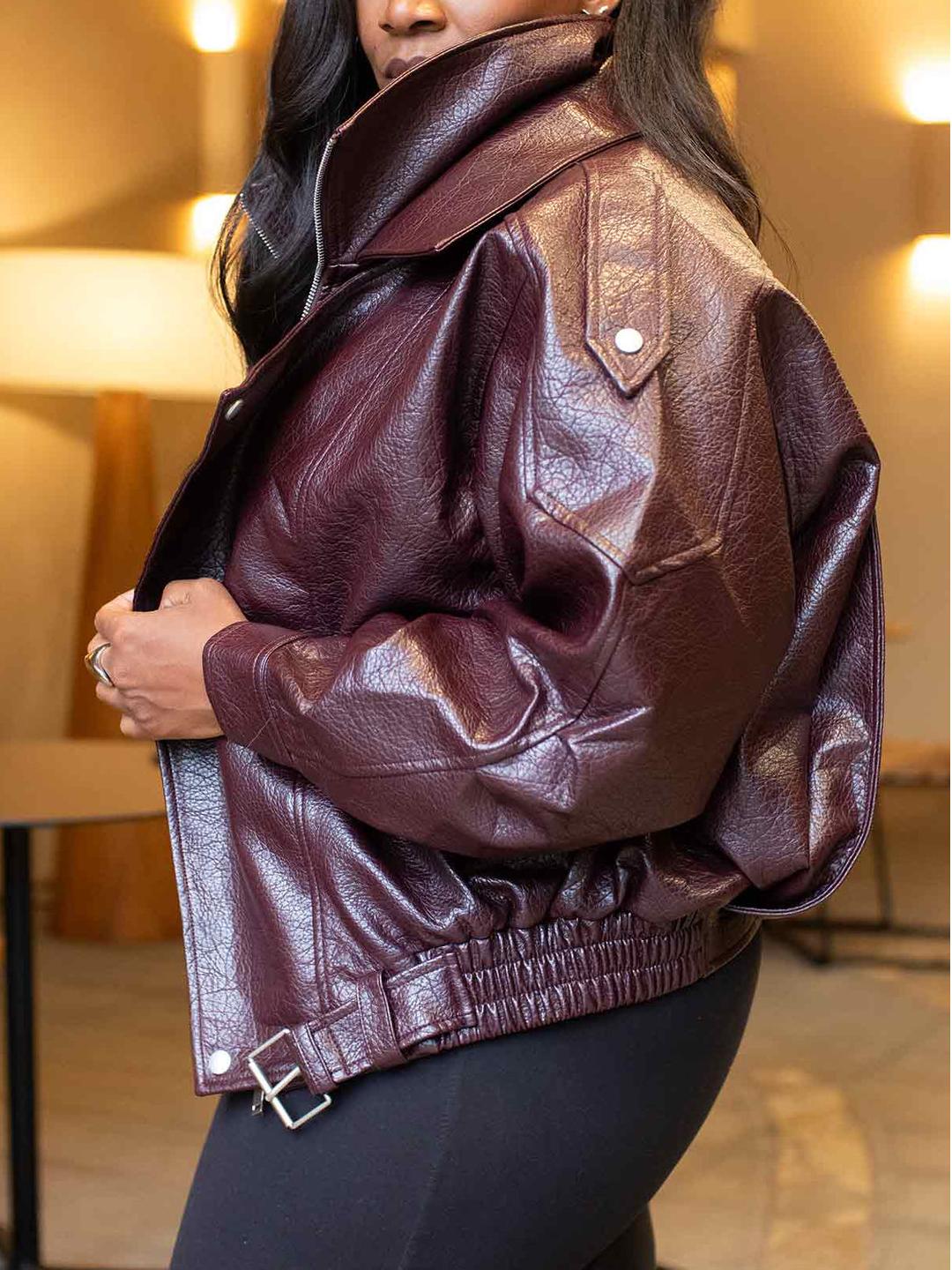 Wine Down | Faux Leather Jacket