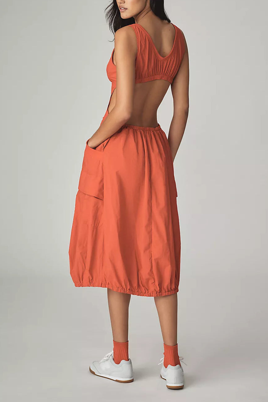 Daily Practice Fastpack Bubble-Hem Midi Dress