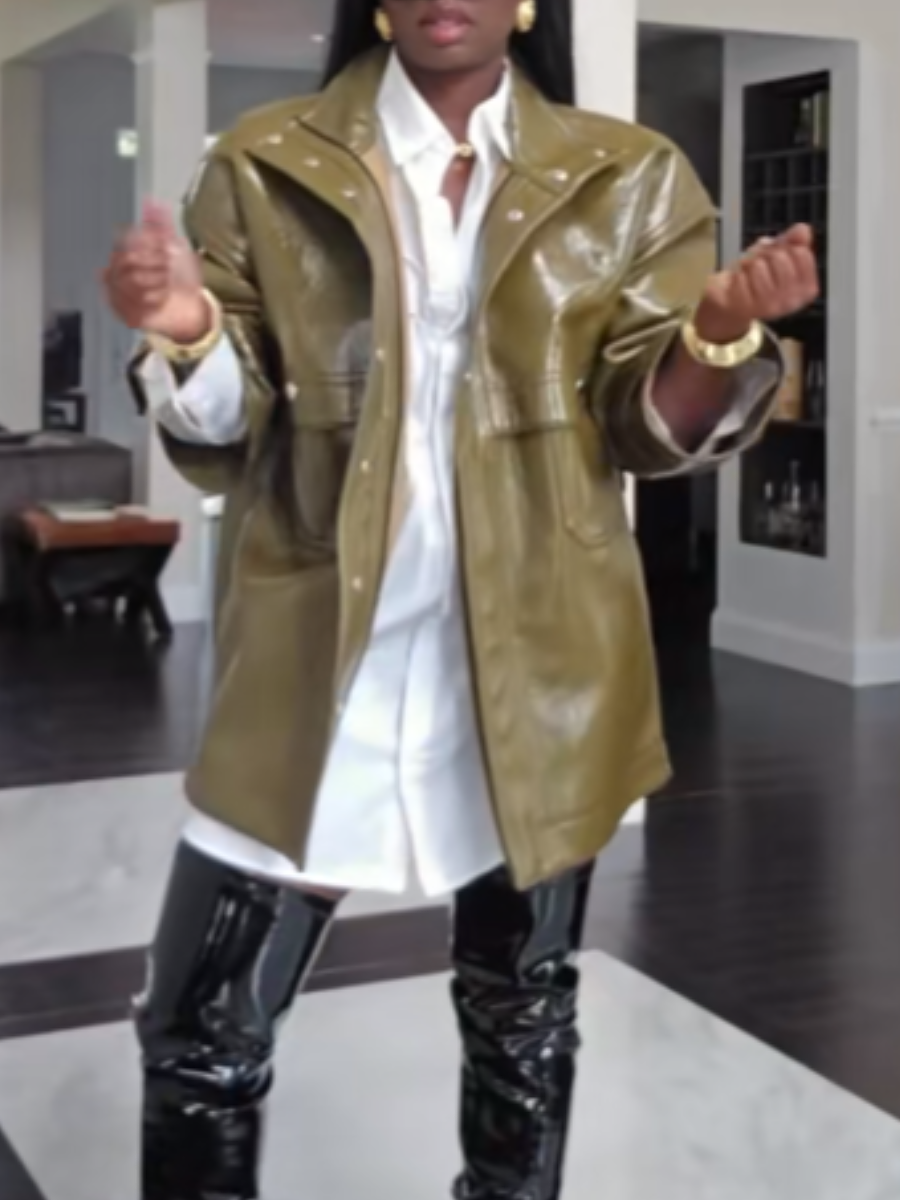 Patent Leather Cool Loose Leather Coat
