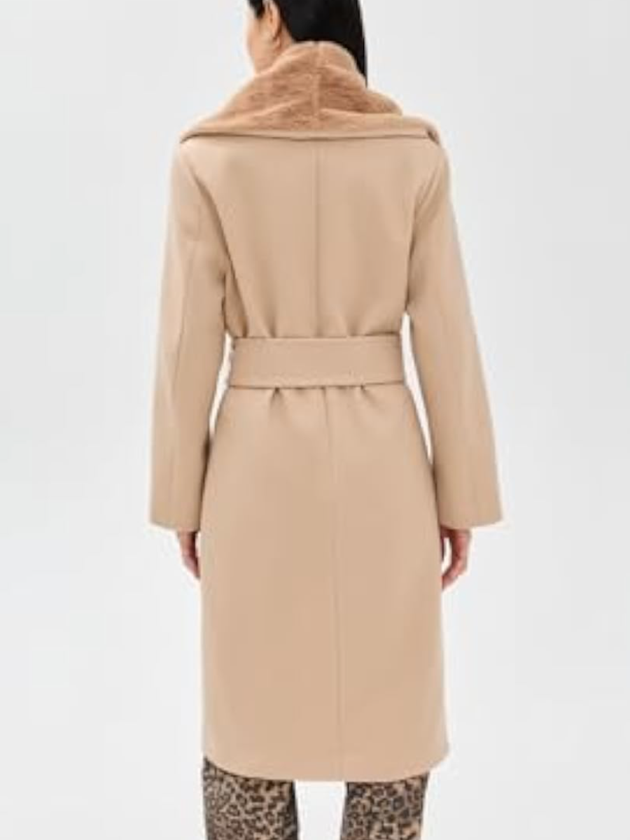 Removable Plush Collar Trench Coat