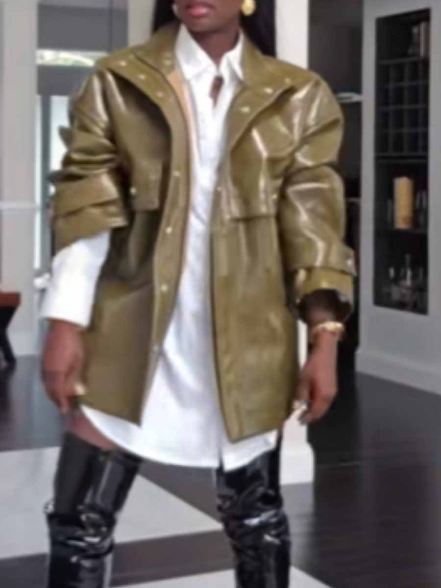 Patent Leather Cool Loose Leather Coat