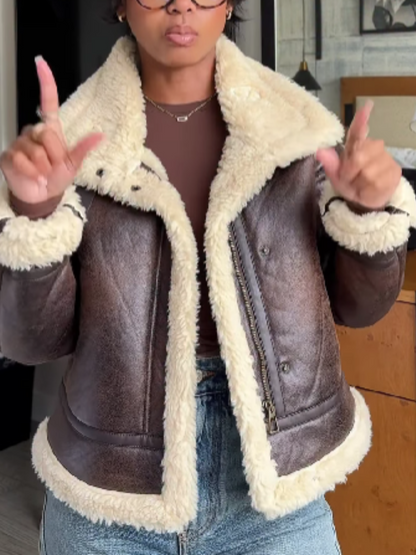 Leather And Velvet Coat