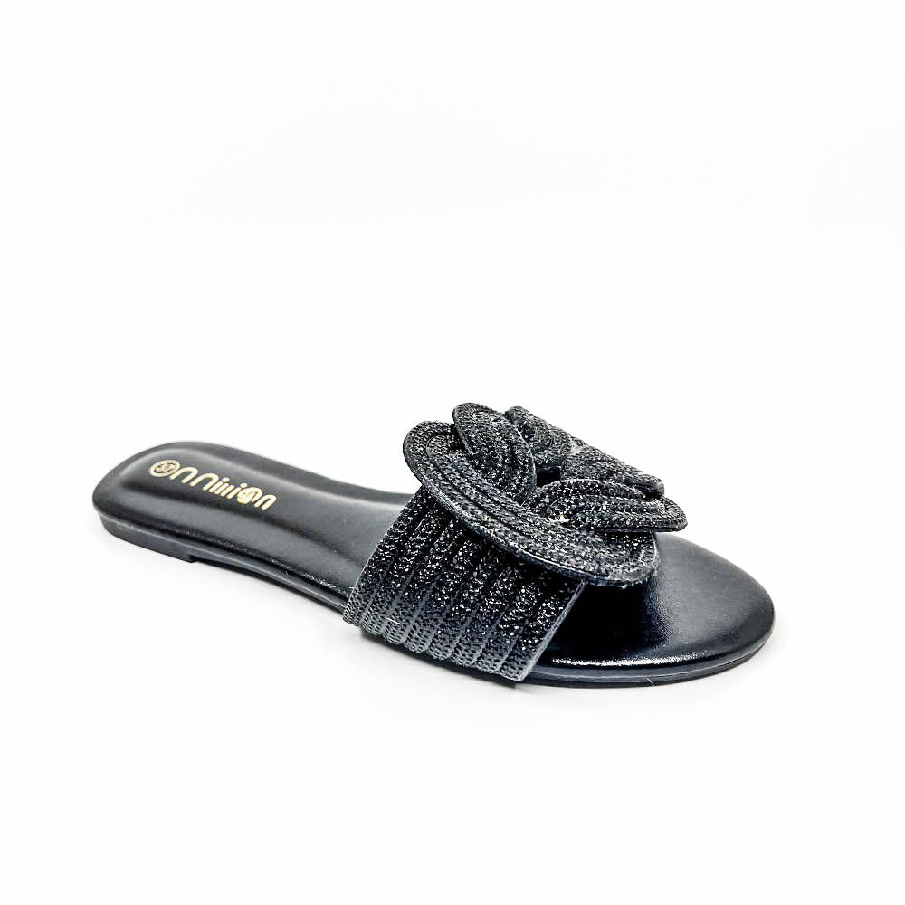 Rhinestone Flat Slide Sandals – Sparkly Slip-On Summer Shoes in Multiple Colors