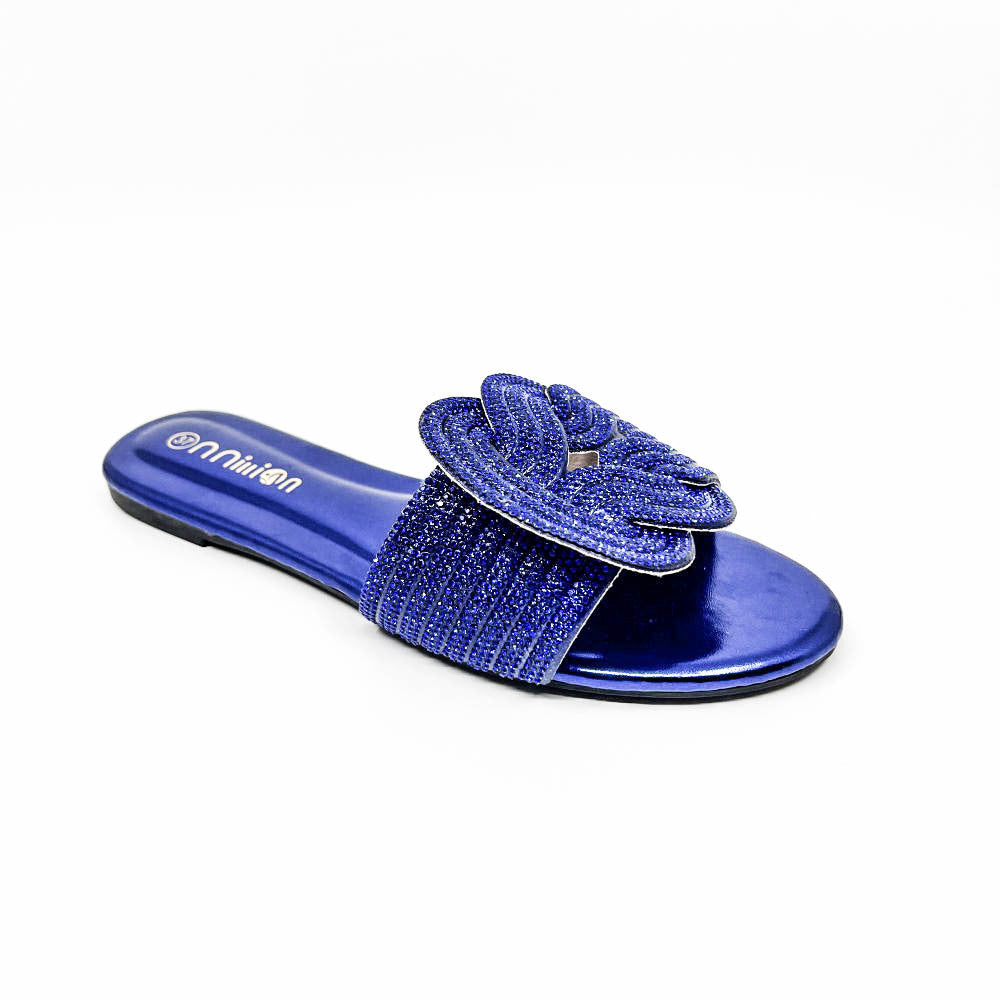 Rhinestone Flat Slide Sandals – Sparkly Slip-On Summer Shoes in Multiple Colors