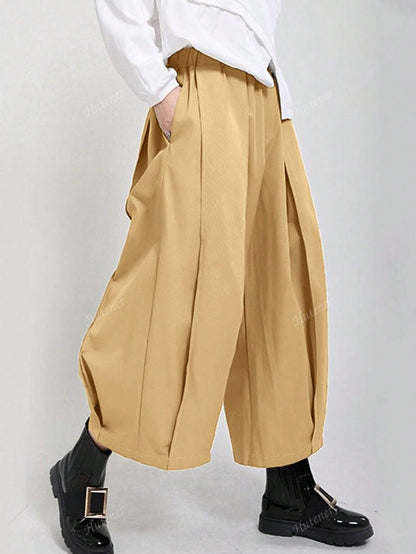 Women's Casual Wide Leg Pants With Elastic Waist And Pockets
