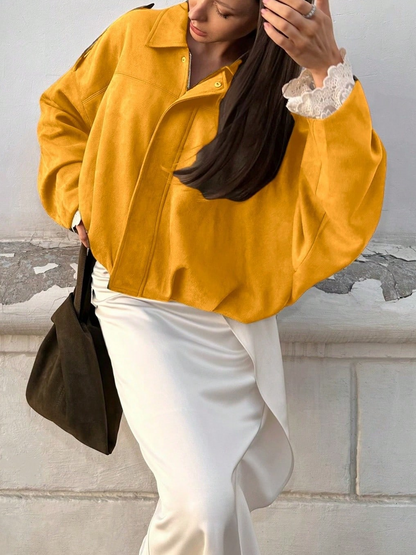 Street Fashion Turndown Collar Vintage Long Sleeve Zipper Jacket