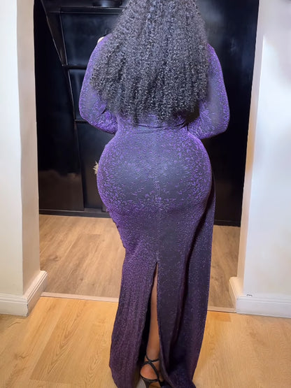 Sexy Slit Hem Maxi Stretch Dress