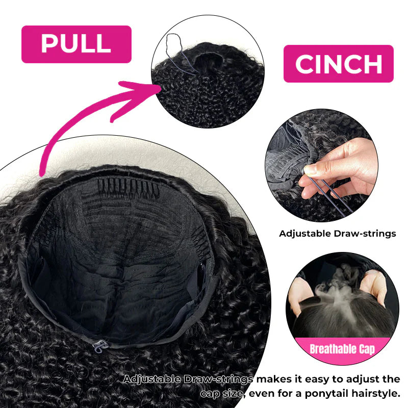[HALF WIG] Coily Curly Half Wig Seamless Kinky Curly Flip Over Wig Beginner Friendly