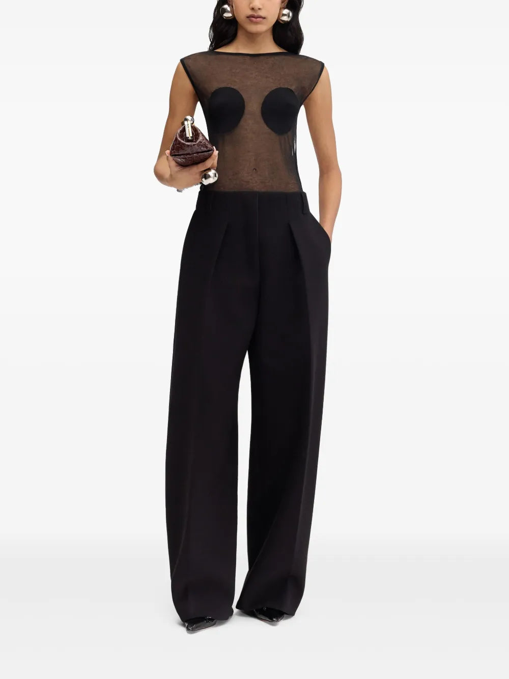 Black Wide-Leg Balloon Trousers