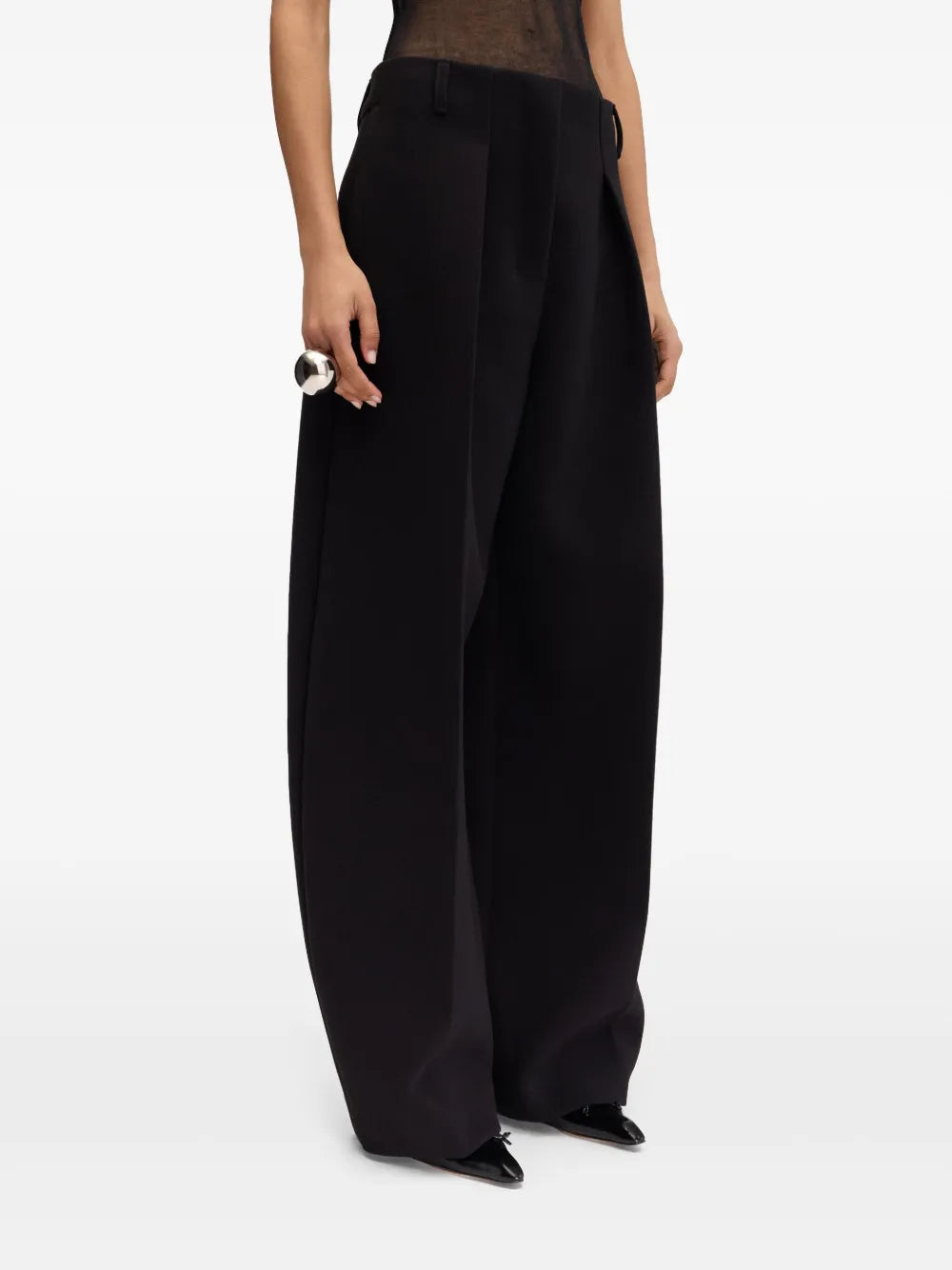 Black Wide-Leg Balloon Trousers