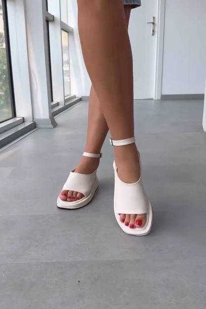 Solid Color Cross Strap Flat Sandals