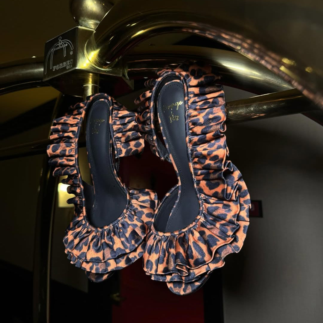 Leopard Ruffle High Heels – Sexy Stiletto Party Pumps with Animal Print
