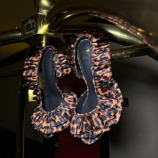 Leopard Ruffle High Heels – Sexy Stiletto Party Pumps with Animal Print