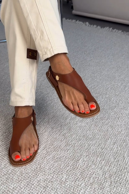 Chic Brown Leather Open-Toe Sandals