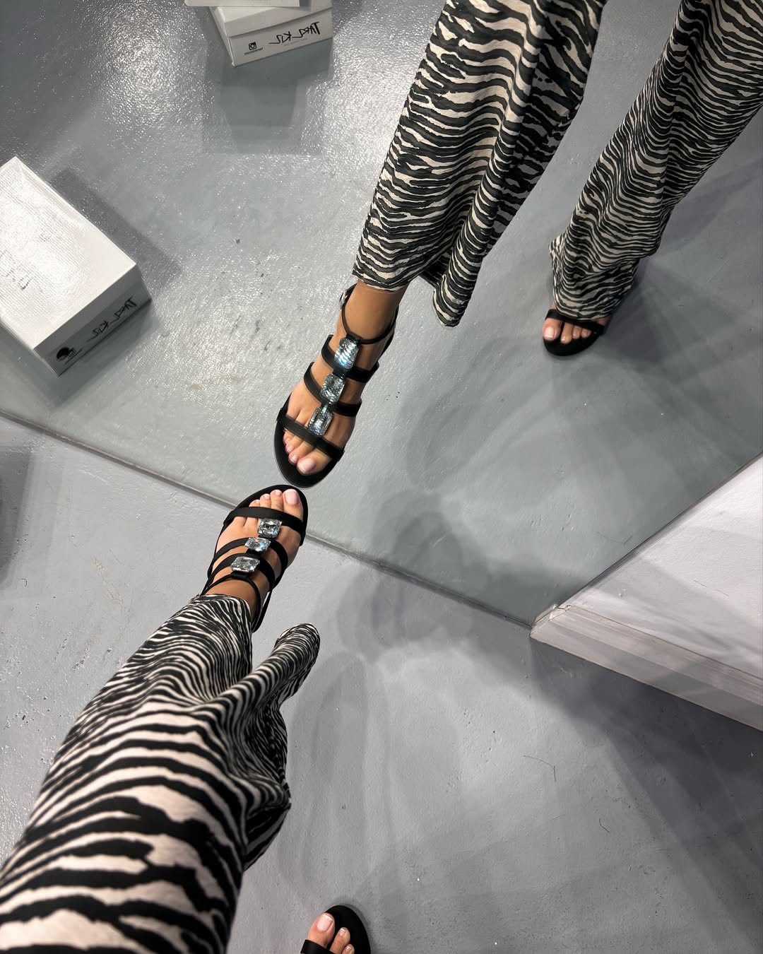 Stylish Black Gladiator Sandals with Crystal Detailing