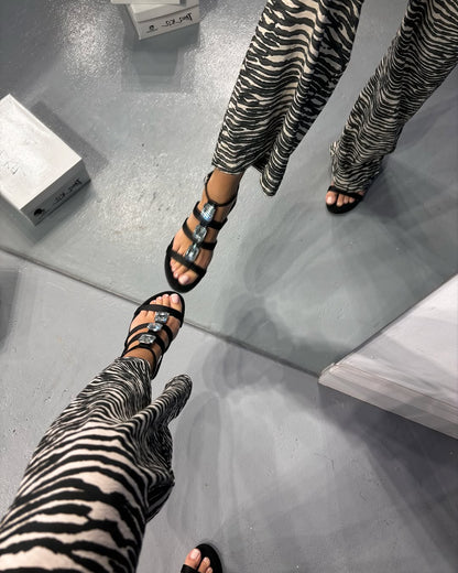 Stylish Black Gladiator Sandals with Crystal Detailing