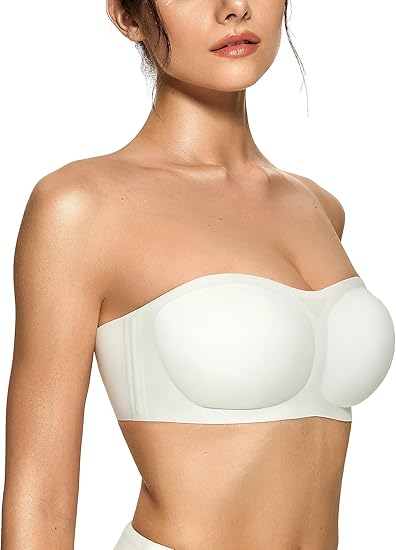 Women's Strapless Bras Push Up Bandeau Non Slip Wireless Supportive Padded Bras