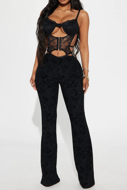 Talkin' Flirty Mesh Jumpsuit