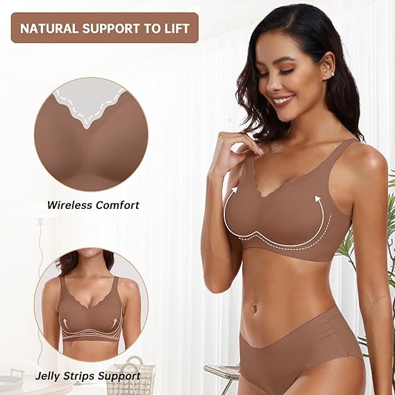 Womens Wireless Bras Push Up Support Full Coverage Bralettes No Underwire Bra Comfortable Everyday Seamless Tshirt Bras