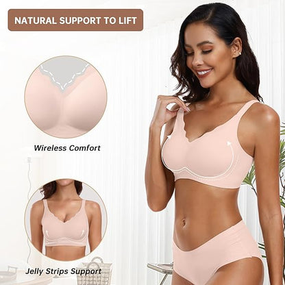 Womens Wireless Bras Push Up Support Full Coverage Bralettes No Underwire Bra Comfortable Everyday Seamless Tshirt Bras