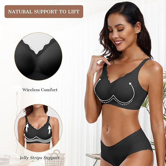 Womens Wireless Bras Push Up Support Full Coverage Bralettes No Underwire Bra Comfortable Everyday Seamless Tshirt Bras
