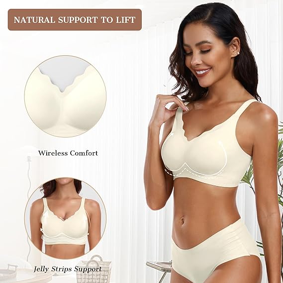 Womens Wireless Bras Push Up Support Full Coverage Bralettes No Underwire Bra Comfortable Everyday Seamless Tshirt Bras