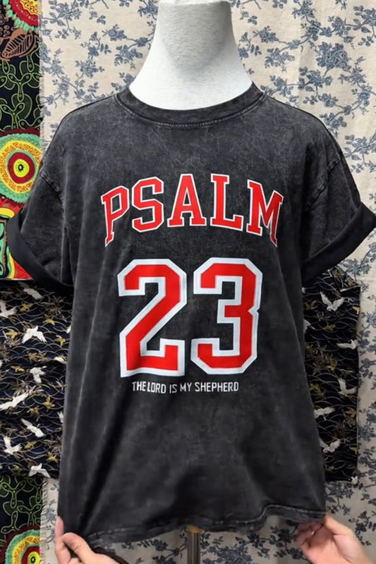 Women's Distressed Printed T-shirt-PSALM