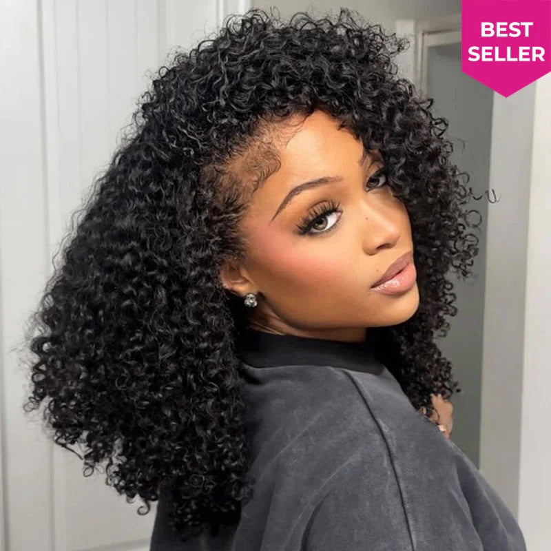 [HALF WIG] Coily Curly Half Wig Seamless Kinky Curly Flip Over Wig Beginner Friendly