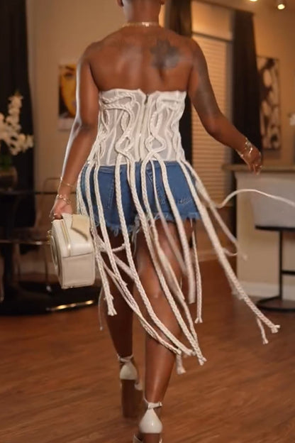 Rope Corset Fringe Top
