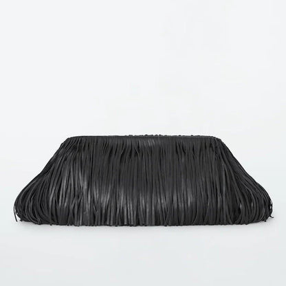 Tasselled Framed Leather Clutch Bag