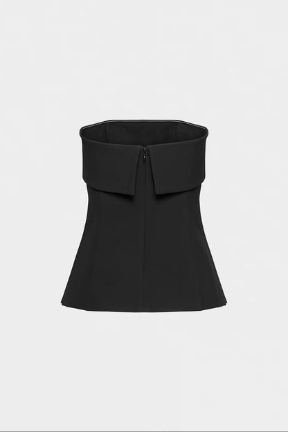 Black Fold-Over Strapless Top