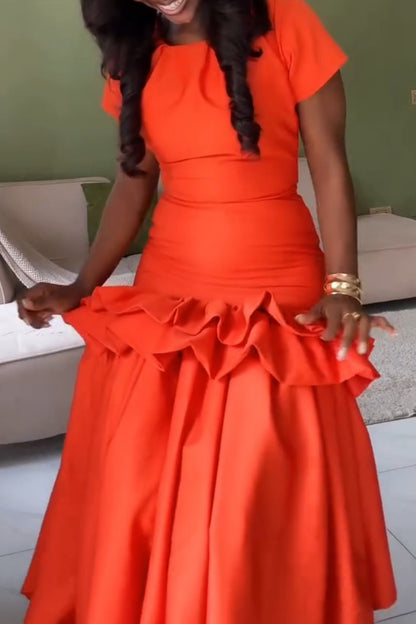 Square Neck Ruffle Tiered Maxi Dress