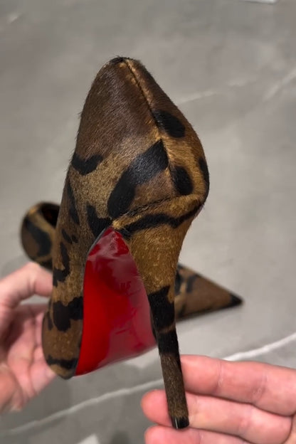 Leopard Print Suede High Heels