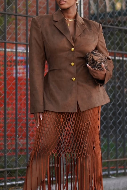 Cinched Blazer - Mahogany