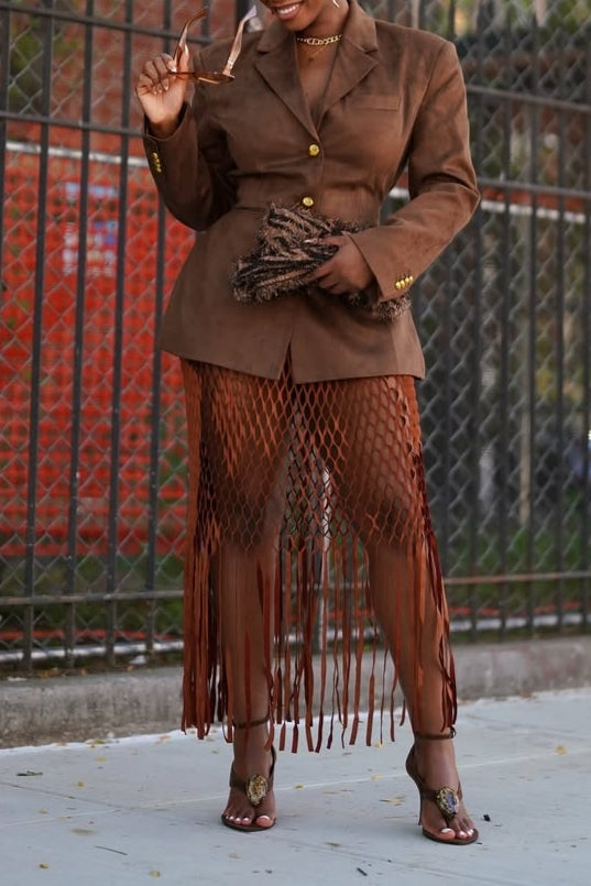 Cinched Blazer - Mahogany