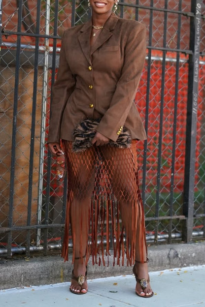Cinched Blazer - Mahogany