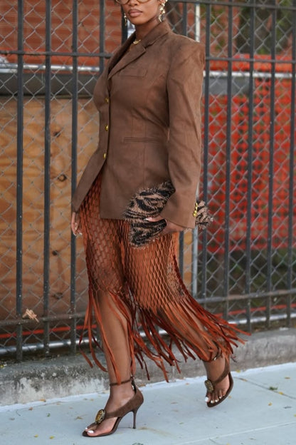 Cinched Blazer - Mahogany