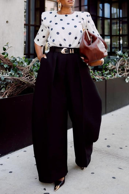 Black Wide-Leg Balloon Trousers