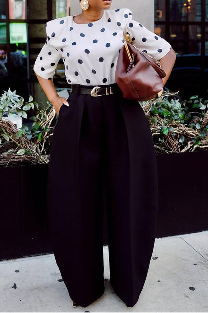 Black Wide-Leg Balloon Trousers
